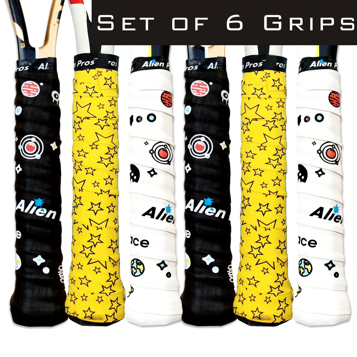 ALIEN PROS Tennis Racket Grip Tape (6 Grips) – Precut and Light Tac Feel  Tennis Grip – Tennis Overgrip Grip Tape Tennis Racket – Wrap Your Racquet  for