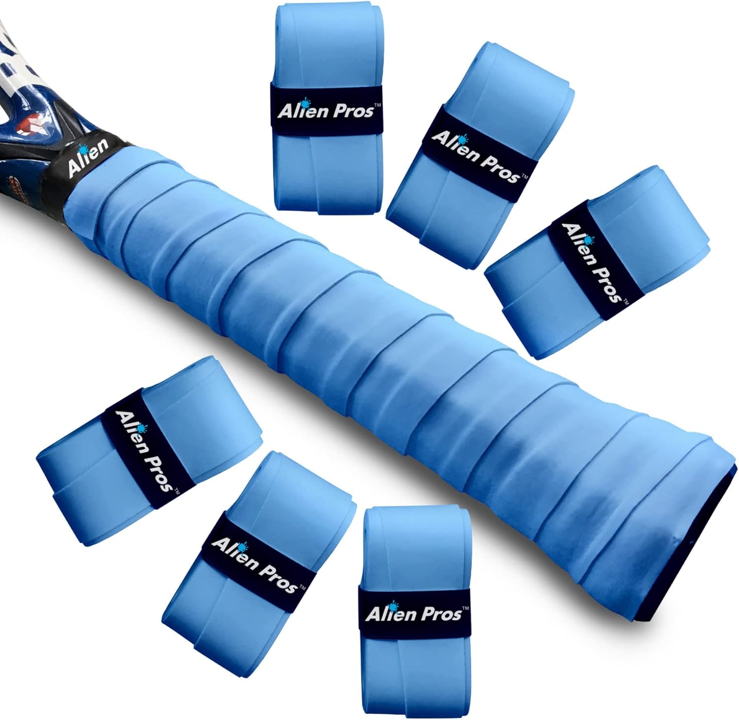 [Light-Tac] Solid Color Racket Grip Tape for Tennis (6 Grips, Various Colors)