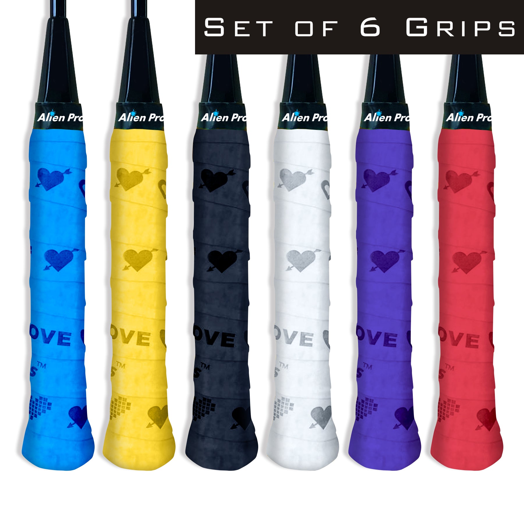 Global Alien Pros Badminton Racket Grip Tape X-Dry (6 Grips)