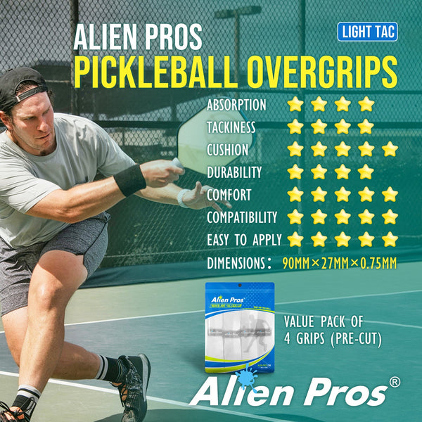[US] ALIEN PROS Pickleball Overgrip Tac Feel with Ridges (4-Pack)