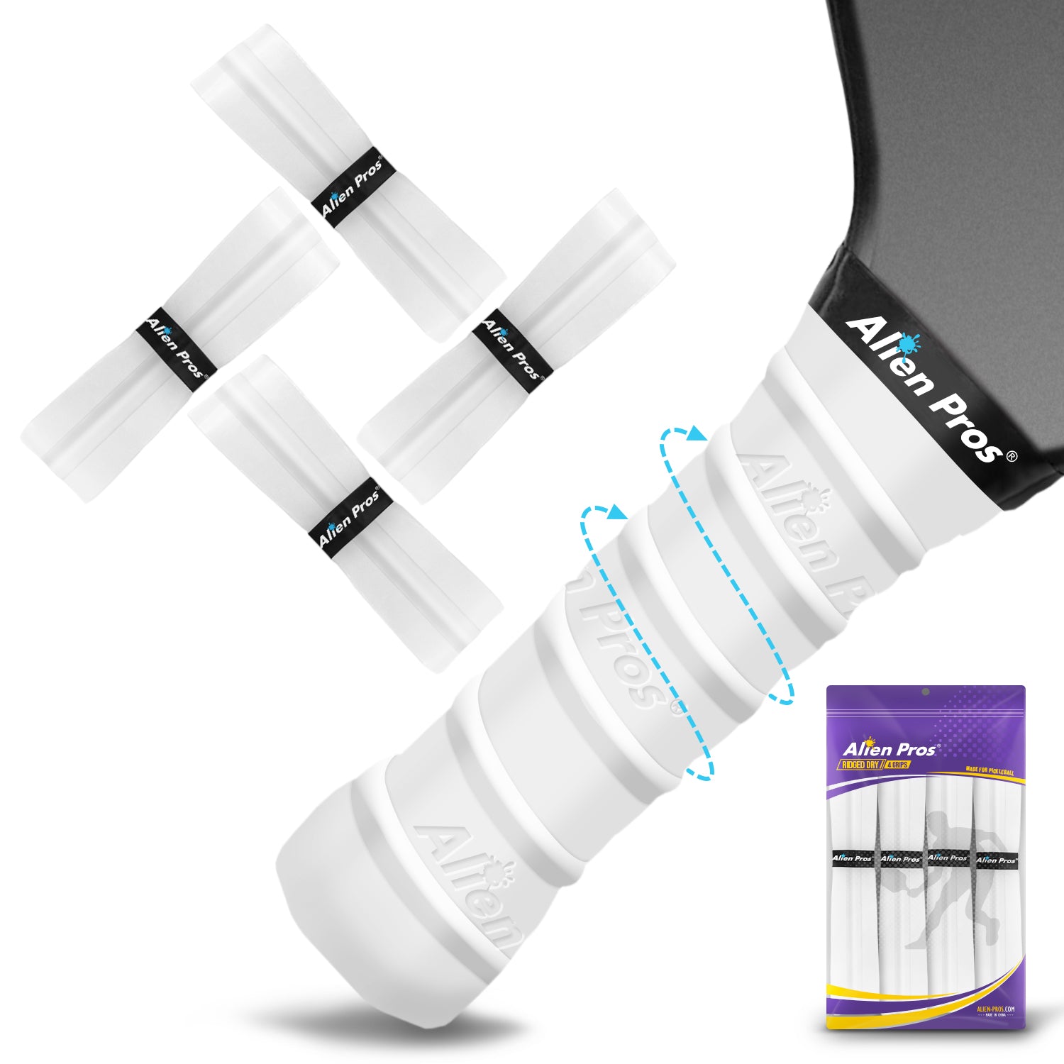[X-Dry] Ridged Pickleball Overgrips (4-Pack)