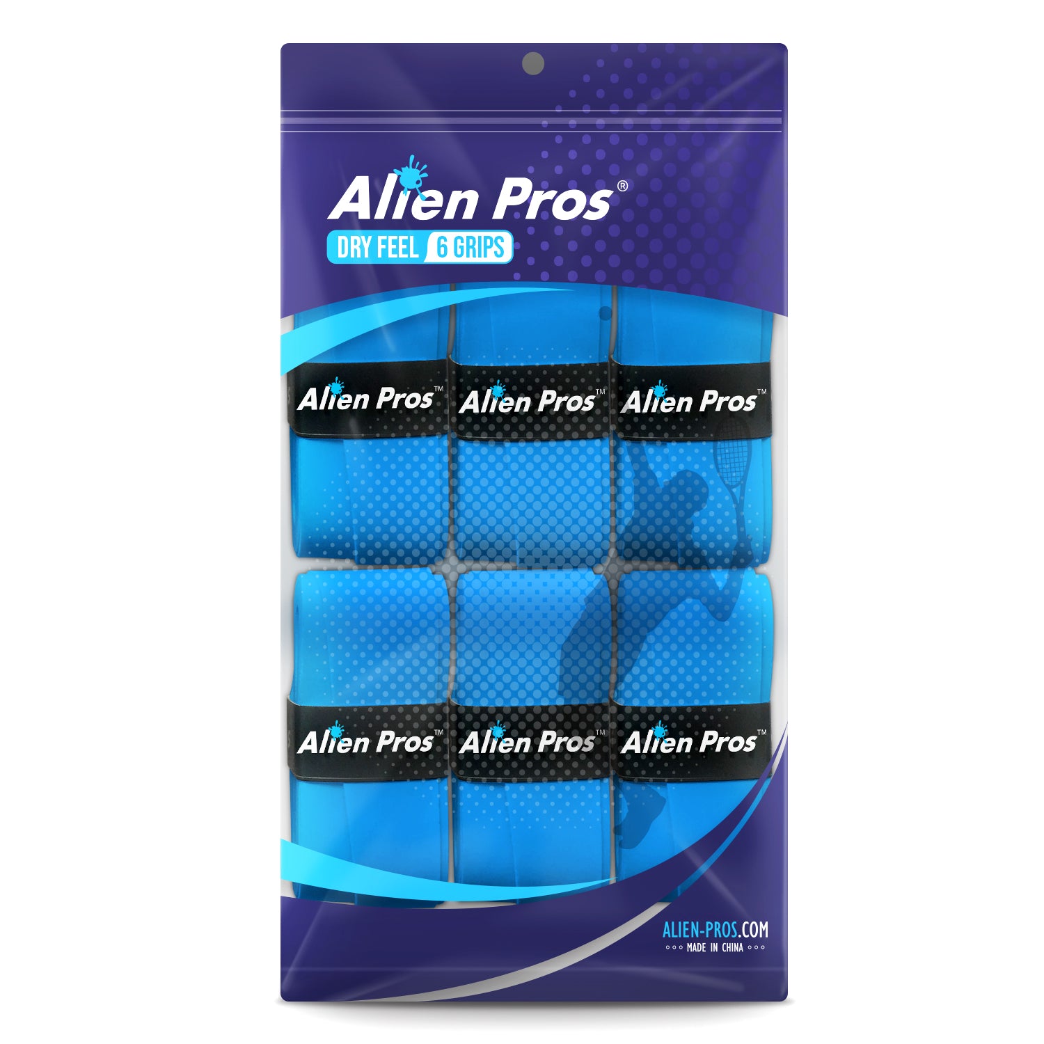 [X-Dry] Solid Color Racket Grip Tape for Tennis (6 Grips, Various Colors)