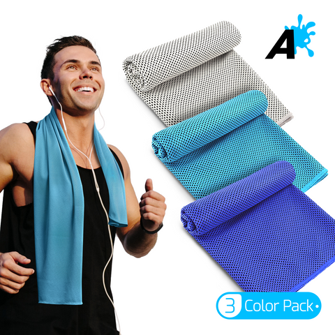 [US] Alien Pros Cooling Towels Pack of 3 Colors (Dark Blue, Light Blue, Grey)