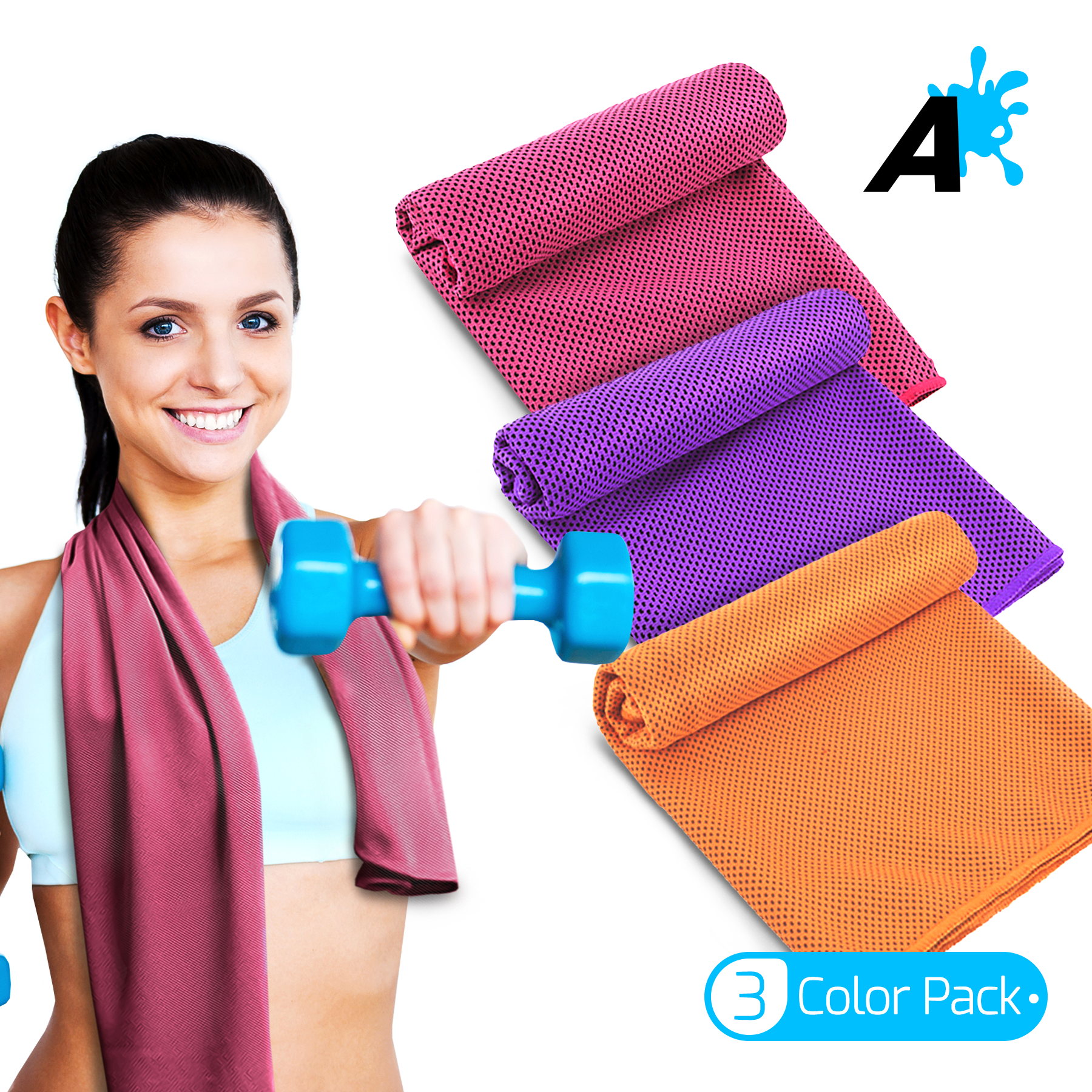 [US] Alien Pros Cooling Towels Pack of 3 Colors (Orange, Pink, Purple)