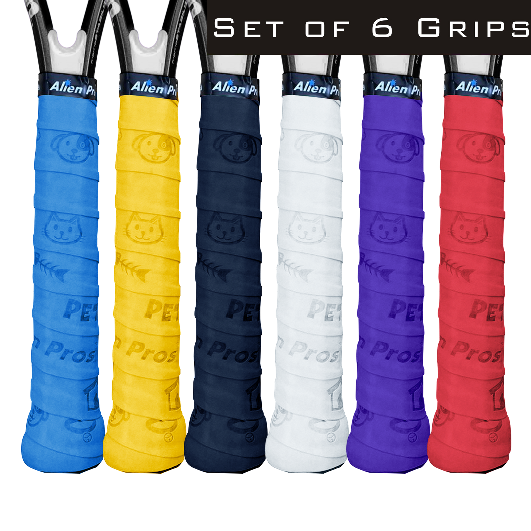 [X-Dry] Embossed Racket Grip Tape for Tennis (6 Grips, Various Styles)