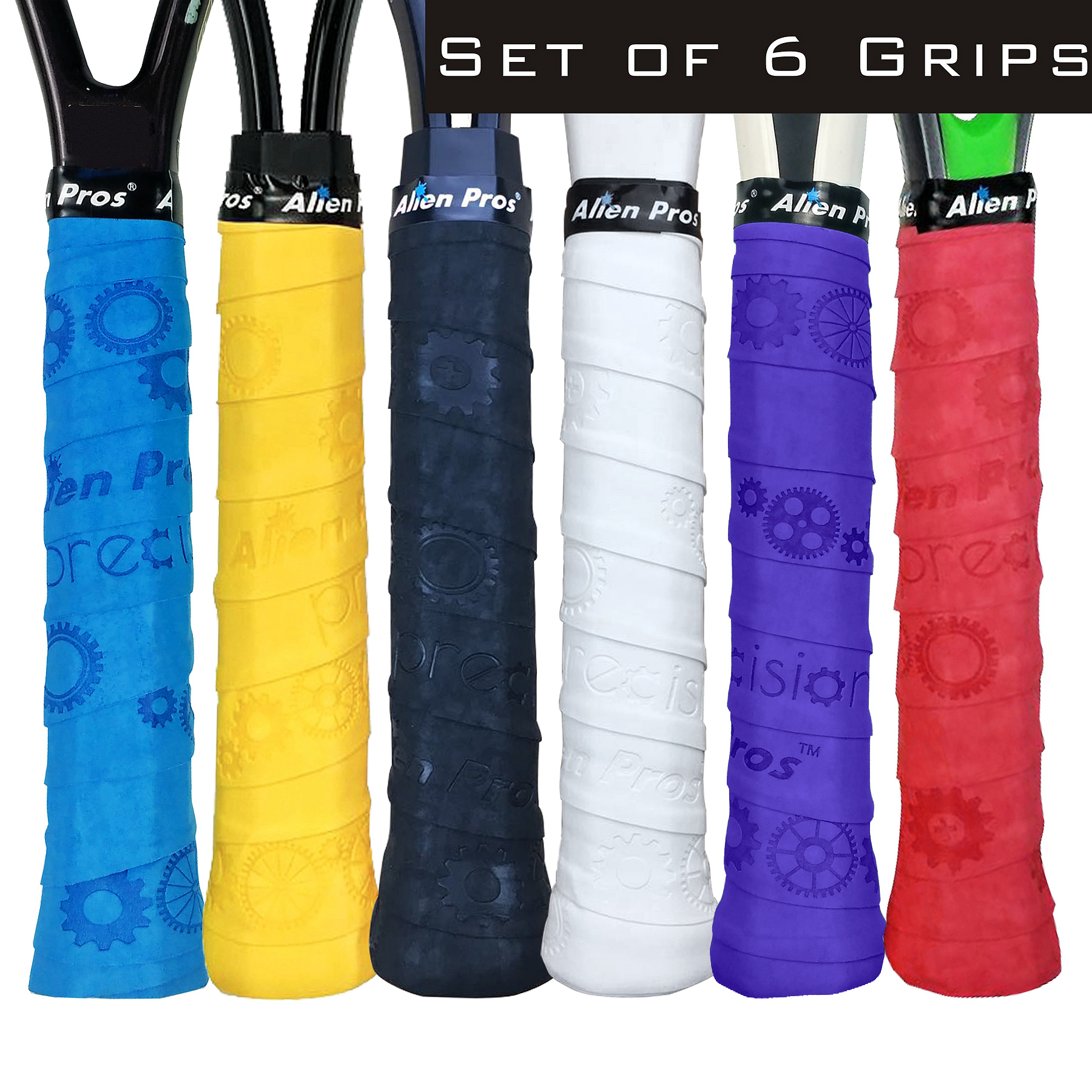 [X-Dry] Embossed Racket Grip Tape for Tennis (6 Grips, Various Styles)