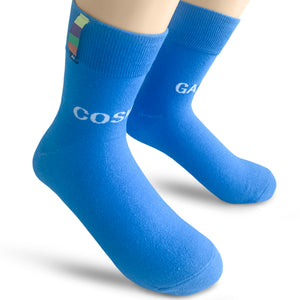 Alien Pros Blue Crew Socks for Men and Women - 100% Long Fiber Cotton Super Comfy Everyday and Athletic Socks