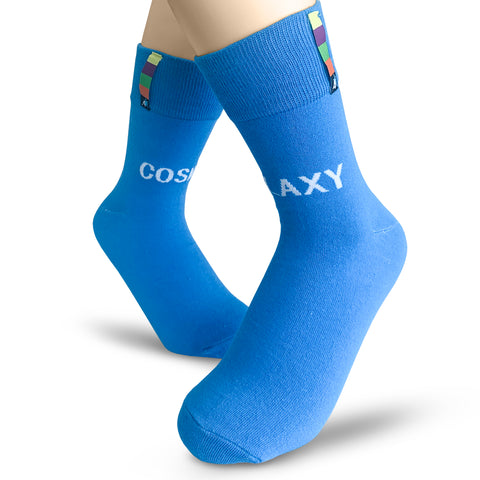 [US] Alien Pros Blue Crew Socks for Men and Women - 100% Long Fiber Cotton Super Comfy Everyday and Athletic Socks